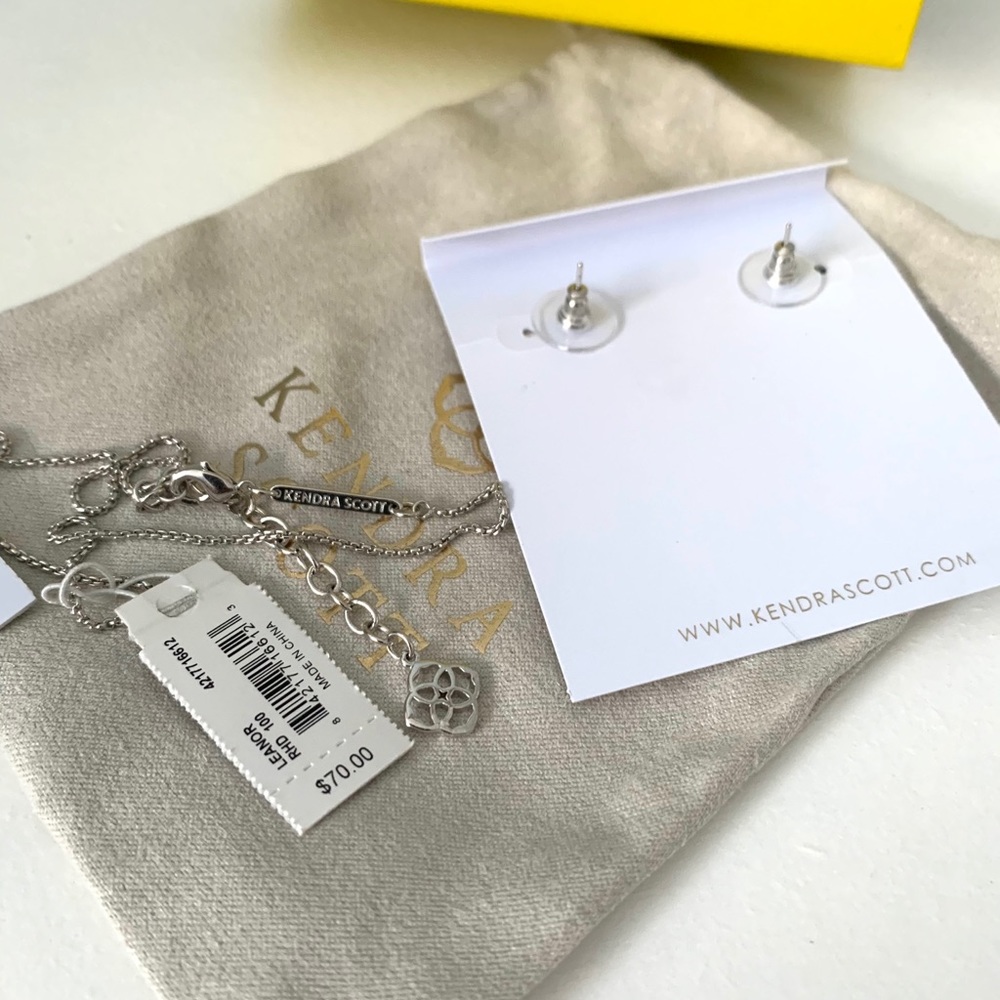 NWT Kendra Scott Rhodium drusy necklace & earrings - Picture 4 of 6
